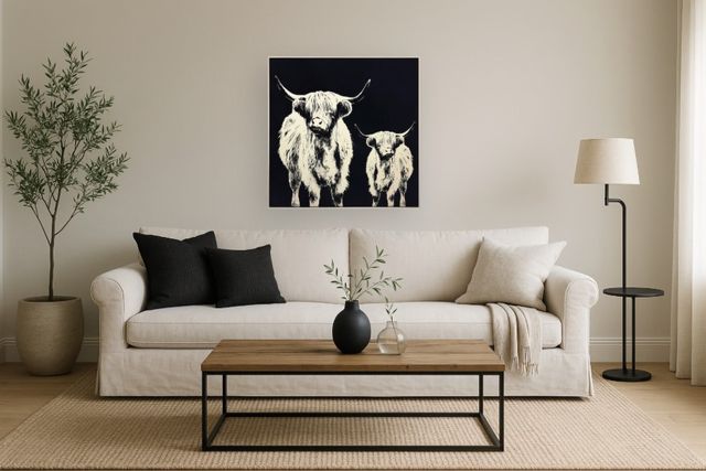 Classy Living Contemplative Monochrome Highland Pair Wall Art-2