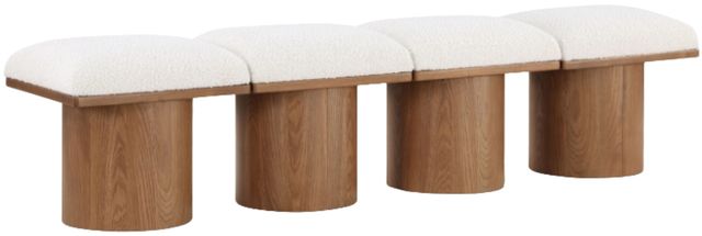Meridian Furniture Pavilion 4-Piece Cream/Walnut 62" Modular Bench Set-0