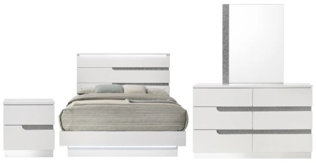 New Classic® Home Furnishings Paradox 4-Piece White Queen Panel Bedroom Set-0