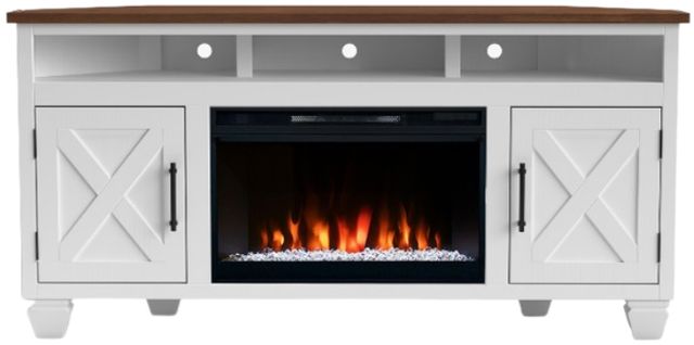 Legends Home Real Cozy Liberty Bourbon/Jasmine White 64" Corner Fireplace Console-3