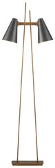 Currey & Company Antique Brass/Oil Rubbed Bronze Duet Floor Lamp-0