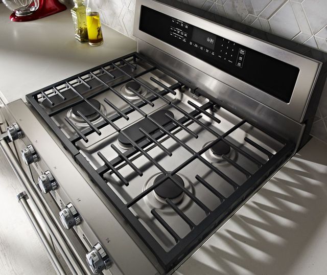 KitchenAid® 30" Stainless Steel Freestanding Dual Fuel Double Oven Range-2