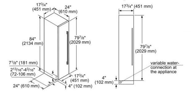 Thermador® Freedom® 17.75" Stainless Steel Freezer Column Handleless Door Panel-1