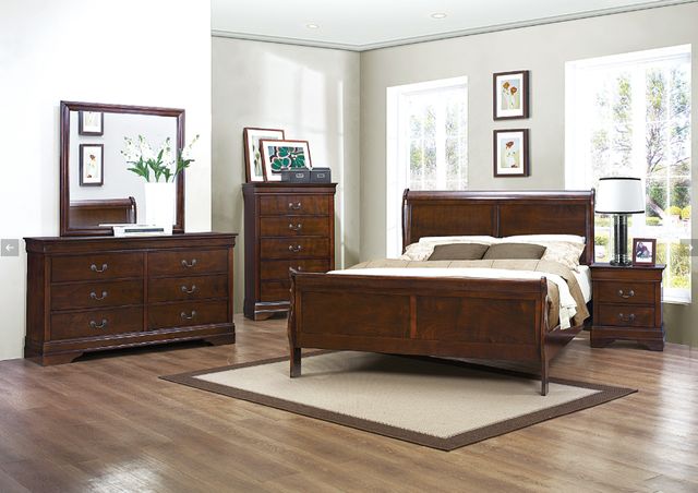 Homelegance® Mayville Brown Cherry Eastern King Sleigh Bed-1