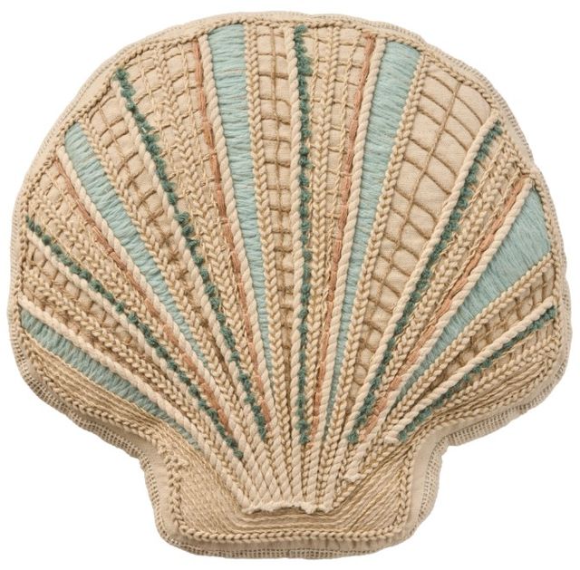 Nourison Home™ Mina Victory Coastal Accessories Blue Embellished Seashell 15"x15" Throw Pillow-0