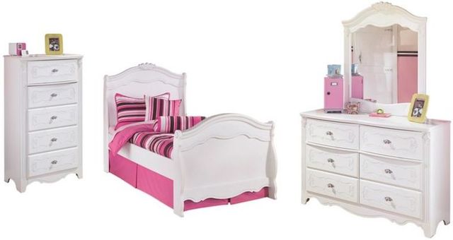Signature Design by Ashley® Exquisite 3-Piece White Twin Sleigh Bed Set-0