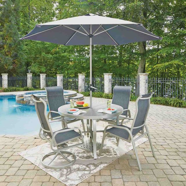 Homestyles® Captiva 5-Piece Gray Outdoor Dining Set with Umbrella-1
