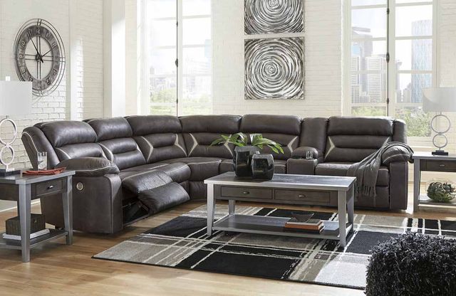 Signature Design by Ashley® Kincord 5-Piece Midnight Curved Power Reclining Sectional-2