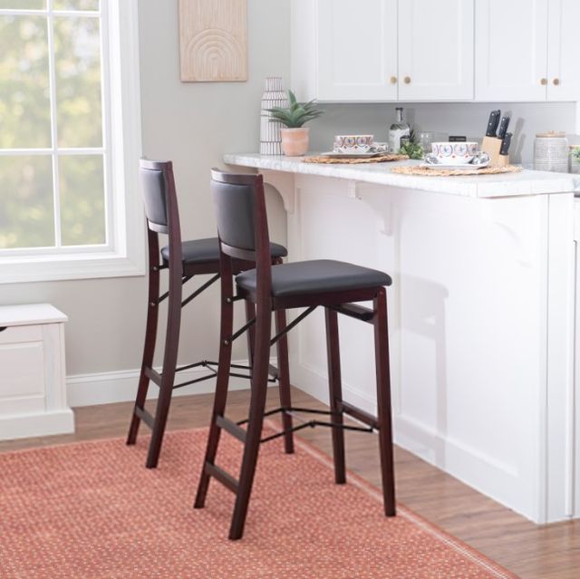 Linon Keira Merlot Padded Back Folding Bar Stool-1