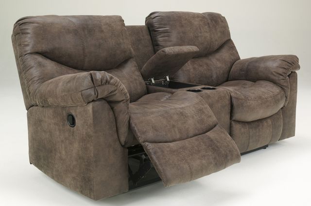 Signature Design by Ashley® Alzena Gunsmoke Double Reclining Loveseat-1