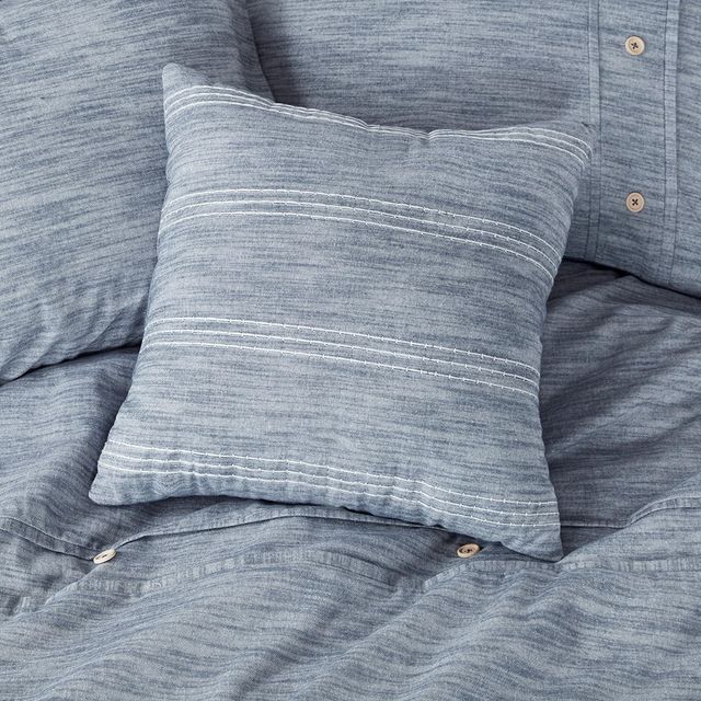 Olliix by Clean Spaces Dover 5 Piece Organic Cotton Oversized Indigo King/California King Comforter Cover Set-2