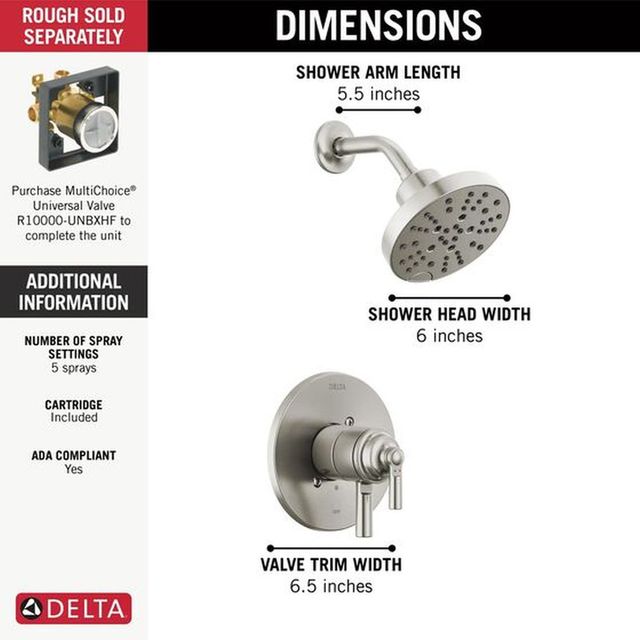 Delta Saylor® Monitor® 17 Series Stainless Shower Trim-3