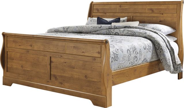 Signature Design by Ashley® Bittersweet 3-Piece Light Brown Queen Sleigh Bed with Mirrored Dresser Set-1