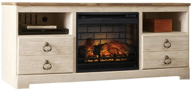 Signature Design by Ashley® Willowton Whitewash 64" TV Stand with Electric Fireplace-0