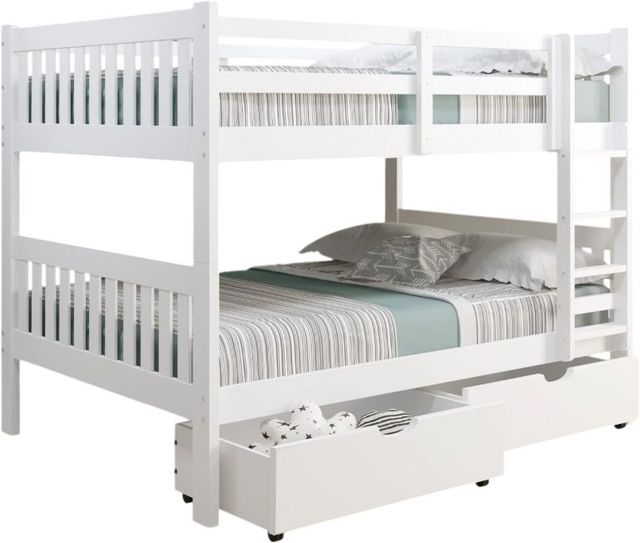 Donco Kids Austin Mission White Full/Full Bunk Bed with Drawer Storage-0