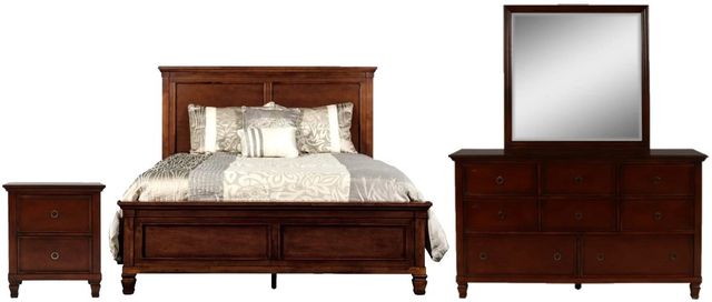New Classic® Home Furnishings Tamarack 4-Piece Brown Cherry King Panel Bedroom Set-0