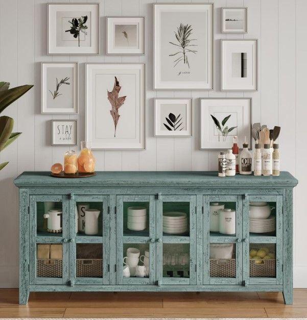 Jofran Inc. Rustic Shores Surfside Blue 6-Door Low Cabinet-1