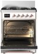 Ilve® Majestic III 30" White Pro Style Dual Fuel Natural Gas Range with 5 Black Brass Burners and Copper Trim-1