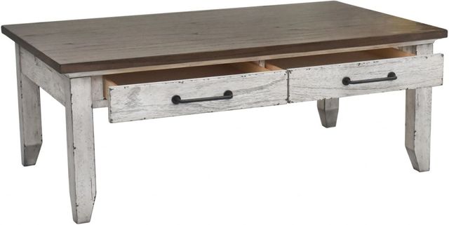 Steve Silver Co. Bear Creek Honey Smoke Cocktail Table with White Base-3