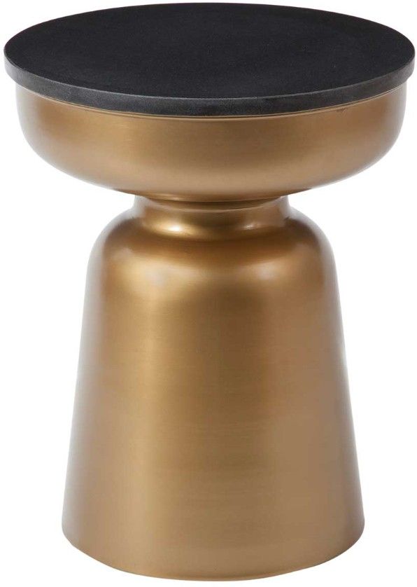 Steve Silver Co. Jovana Black End Table with Brushed Bronze Base-0
