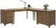 Boulder Creek Furniture Modular Home Office 4-Piece Flagstone Wedge Desk and Return with Cabinet Set-0