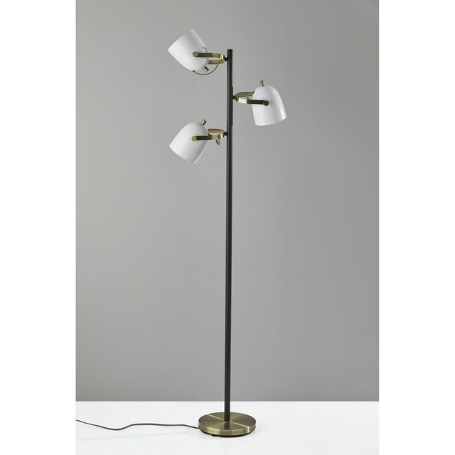 Adesso® Casey Black, White/Antique Brass Tree Lamp-1