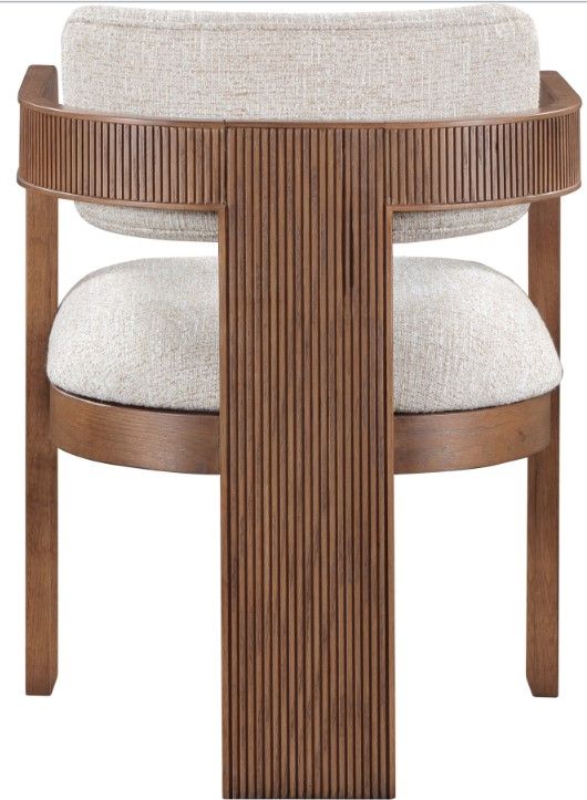Meridian Furniture Sacha Beige/Walnut Linen Textured Upholstered Dining Chair-4