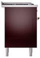 Ilve® Nostalgie II Noblesse 60'' Burgundy Pro Style Dual Fuel Range with Brass Trim-2