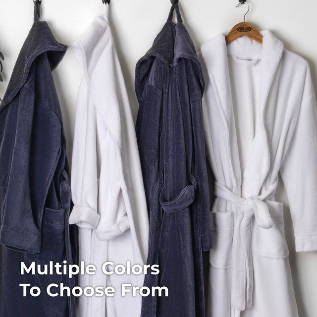 Cariloha Graphite Viscose/Micro Polyester Blend Small/Medium Unisex Plush Bathrobe-4