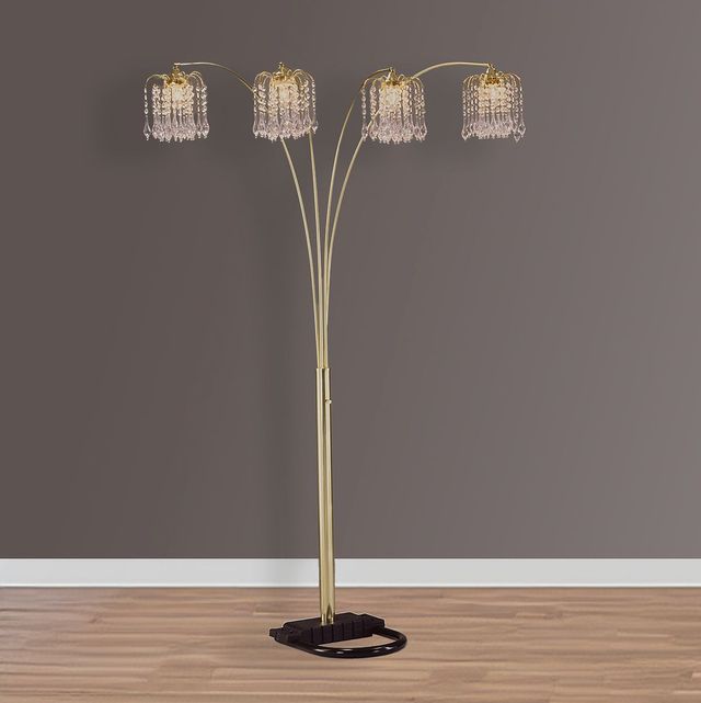 Crown Mark Rain Drop Black/Gold 84" Arc Floor Lamp-1
