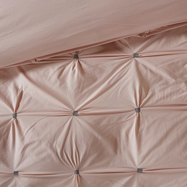 Olliix by INK+IVY 3 Piece Blush King/California King Masie Elastic Embroidered Cotton Comforter Set-2