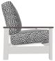 Telescope Casual Leeward Agra Classic/Snow Fabric/Polymer Outdoor Cushion Three-Seat Sofa with Boardwalk Rustic Polymer Arms-2