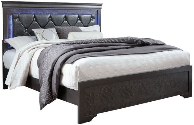 Global Furniture USA Pompei 5-Piece Gray King Upholstered Panel Bedroom Set-2