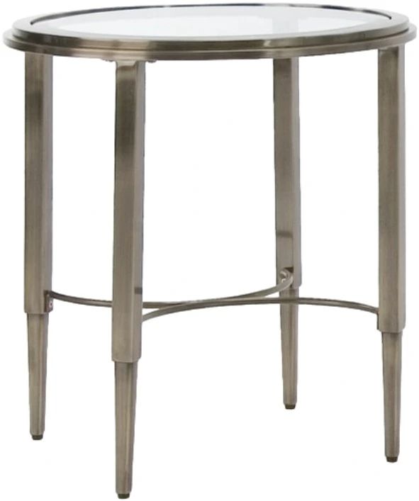Decor-Rest® Furniture LTD Kelisha Glass Top Side Table with Antique Brass Base-0