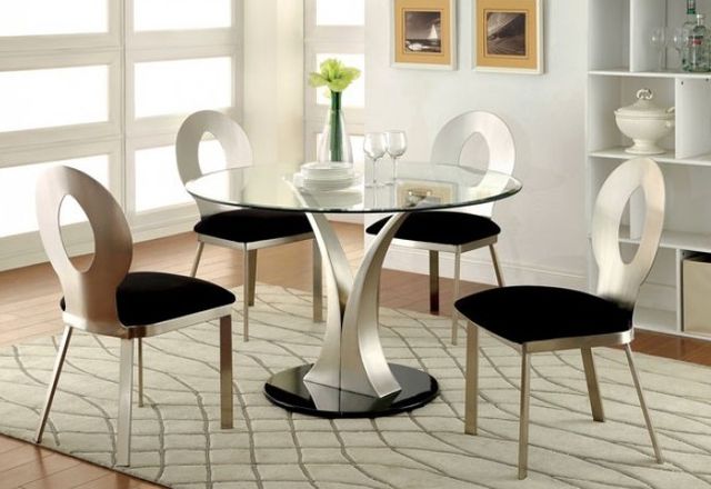 Furniture of America® Valo 2-Piece Black/Silver Dining Side Chair Set-1
