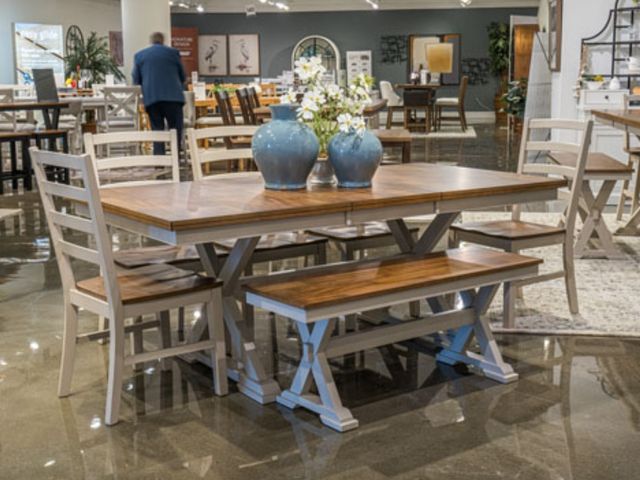 Signature Design by Ashley® Brinfern Antique White/Brown Extendable Dining Table-1