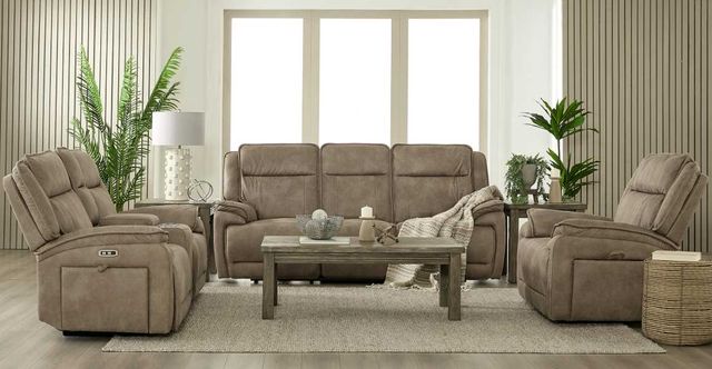 Hughes Furniture® 225012 Derby Fawn Manual Reclining Sofa-1