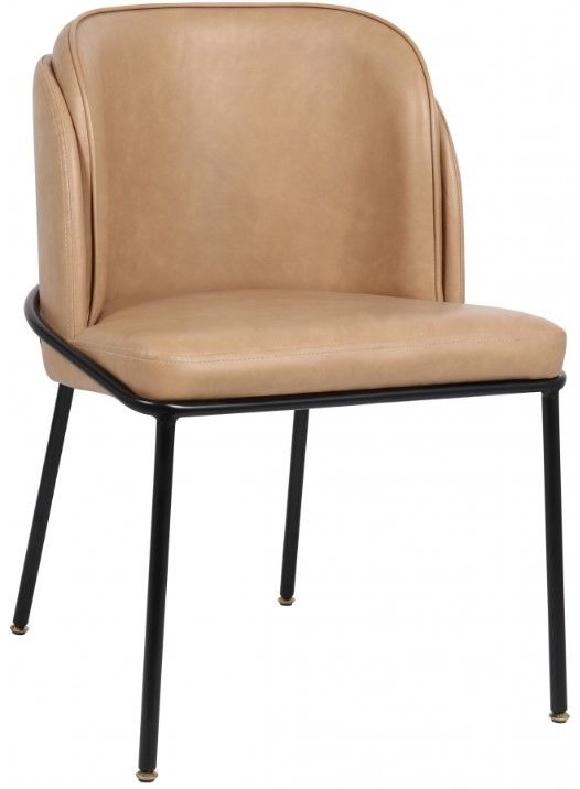 Meridian Furniture Jagger Tan/Matte Black Vegan Leather Dining Side Chair-0
