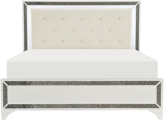 Mazin Furniture Salon Pearl White Queen Panel Bed-1