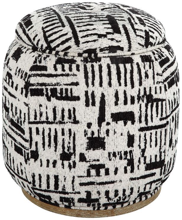 Uttermost® Dialogue Black/White Poof Ottoman-0