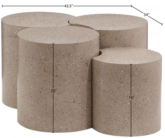 Meridian Furniture Dimple 4-Piece Taupe Modular Nesting Coffee Table Set-3