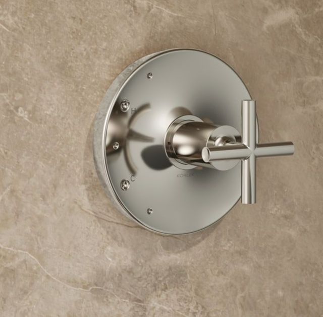 KOHLER® Purist® Rite-Temp® Vibrant Polished Nickel 1.75 GPM Shower Trim Kit with Cross Handle-3