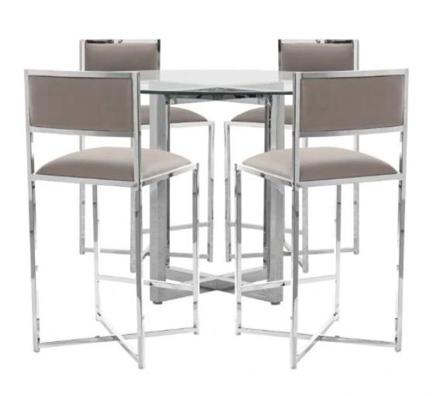 Modus Furniture Amalfi Chrome/Taupe X-Base Counter Stool-4