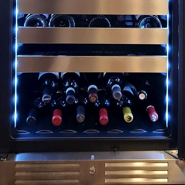 XO 24" 14 Cu. Ft. Fingerprint Resistant Stainless Steel Dual Zone Wine Column with Glass Door-2