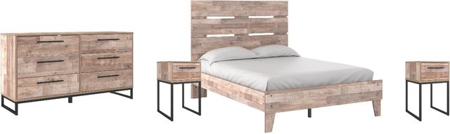 Signature Design by Ashley® Neilsville 4-Piece Whitewash Full Platform Panel Bed Set-0