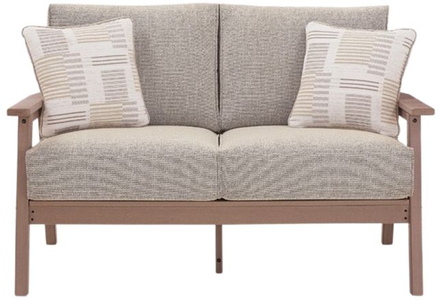 Signature Design by Ashley® Cliffs Beach Beige/Driftwood Fabric/Plastic Outdoor Loveseat-2