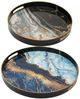 A & B Home 2-Piece Multi-Colored Faux Marble Round Tray Set-0