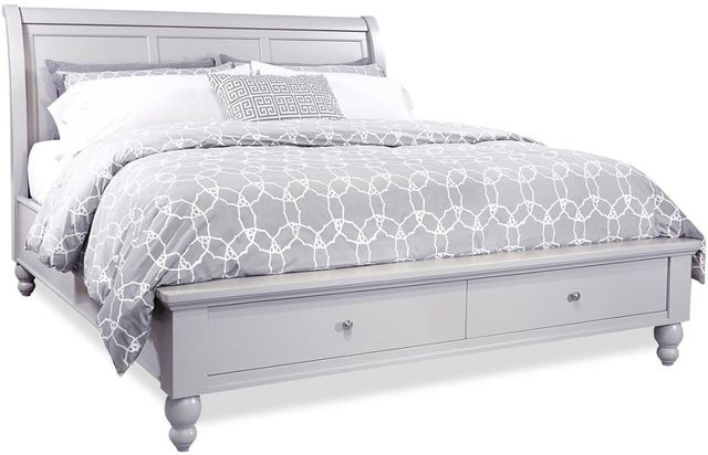 aspenhome® Cambridge Light Gray Paint California King Sleigh Storage Bed-0