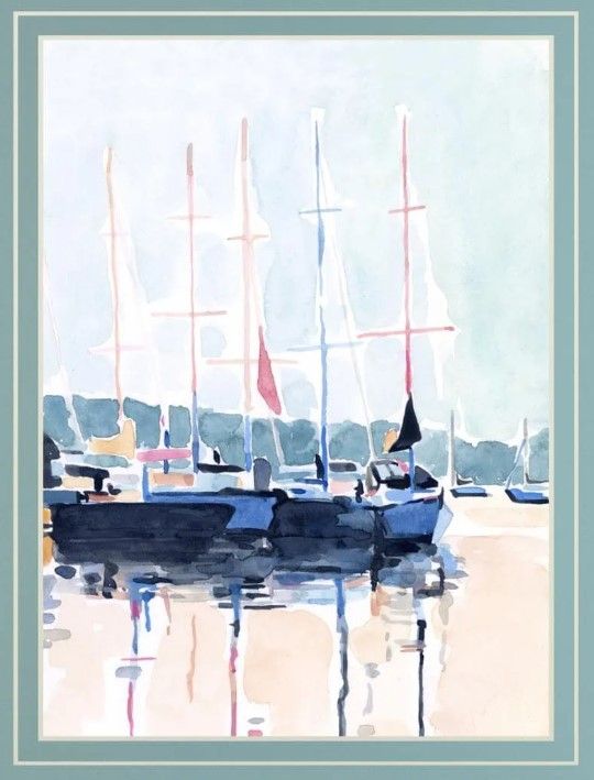 Classy Art Watercolor Boat Club I By Emma Scarvey Wall Art-1