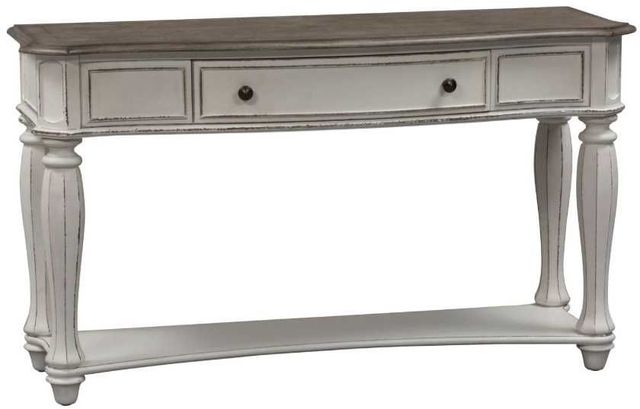 Liberty Furniture Magnolia Weathered Bark Sofa Table with  Antique White Base-0
